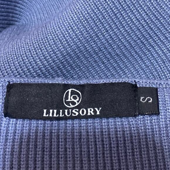 Lillusory Blue Striped Knit Long Sleeve Sweater Pants 2 Pc Lounge Set Size S - Picture 6 of 7